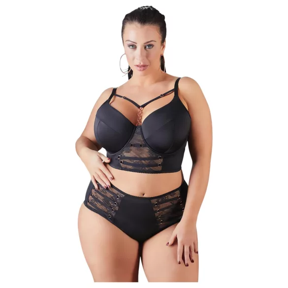 Cottelli Plus Size - nėriniuota liemenėlė su dirželiais (juoda) - 85E