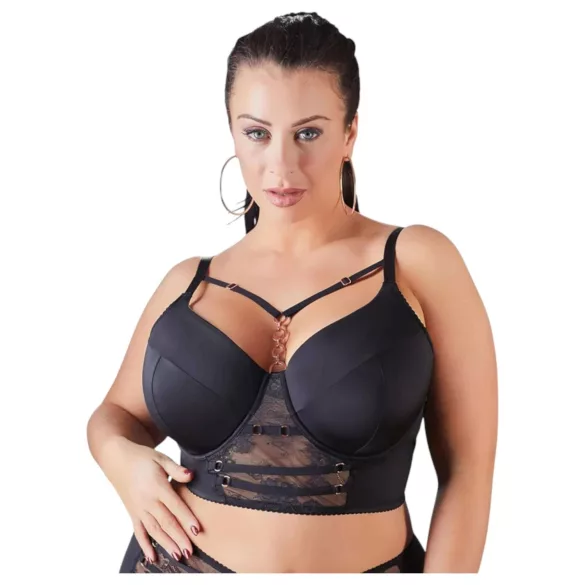 Cottelli Plus Size - nėriniuota liemenėlė su dirželiais (juoda) - 95F