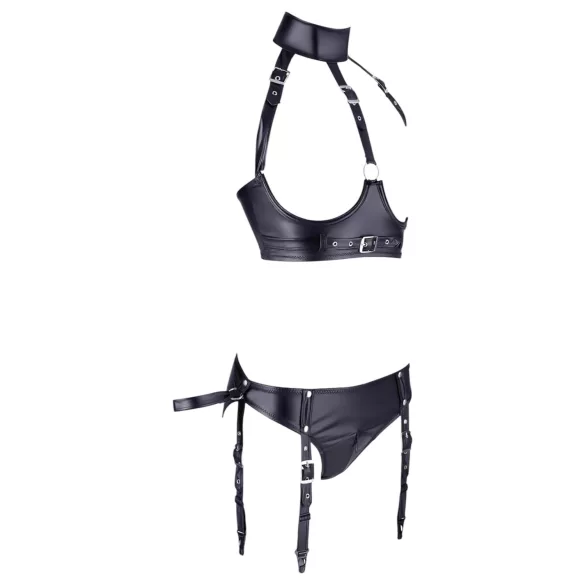 Cottelli Bondage - blizganti liemenėlė su antrankiais - juoda