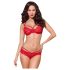 Obsessive 860-SET-3 - raudonas nėrinių rožių liemenėlių komplektas