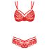 Obsessive 860-SET-3 - raudonas nėrinių rožių liemenėlių komplektas