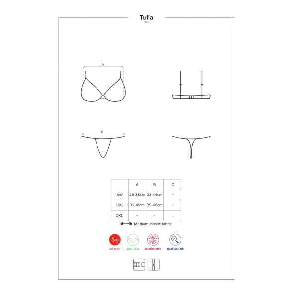 Obsessive Tulia - nėrinių apatinio trikotažo rinkinys - juoda/rožinė - L/XL