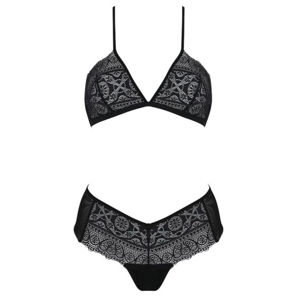 Passion Eco Kerria - nėrinių bikini komplektas (juodas) - L/XL