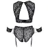 Cottelli Bondage Plus Size - nėriniu liemenėlės komplektas (juoda)