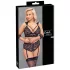 Cottelli Bondage Plus Size - nėriniu liemenėlės komplektas (juoda) - 4XL