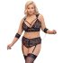 Cottelli Bondage Plus Size - nėriniu liemenėlės komplektas (juoda) - 4XL