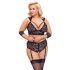 Cottelli Bondage Plus Size - nėriniu liemenėlės komplektas (juoda) - 4XL