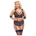 Cottelli Bondage Plus Size - nėriniu liemenėlės komplektas (juoda) - 4XL