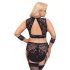 Cottelli Bondage Plus Size - nėriniu liemenėlės komplektas (juoda) - 4XL