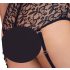 Cottelli Bondage Plus Size - nėriniu liemenėlės komplektas (juoda) - 4XL