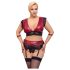 Cottelli Bondage Plus Size - Nėrinių liemenėlės komplektas (raudona) - 4XL