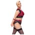 Cottelli Bondage Plus Size - Nėrinių liemenėlės komplektas (raudona) - 4XL