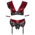 Cottelli Bondage Plus Size - Nėrinių liemenėlės komplektas (raudona) - 4XL
