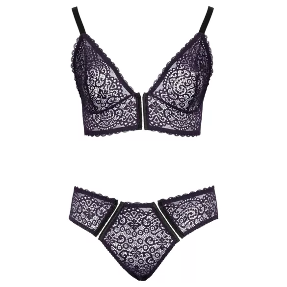 Cottelli Plus Size - permatomas raštuotas liemenėlių komplektas (violetinis)