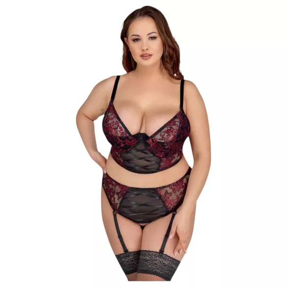 Cottelli Plus Size - reguliuojamas liemenėlės rinkinys (raudonas)