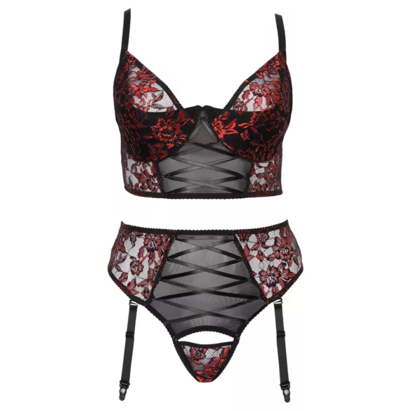 Cottelli Plus Size - reguliuojamas liemenėlės rinkinys (raudonas)