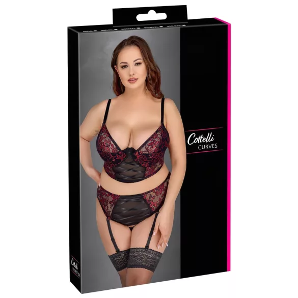 Cottelli Plus Size - reguliuojamas liemenėlės rinkinys (raudonas)