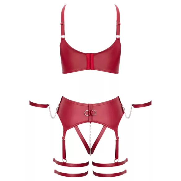 Cottelli Bondage - liemenėlės ir dirželių rinkinys - raudona