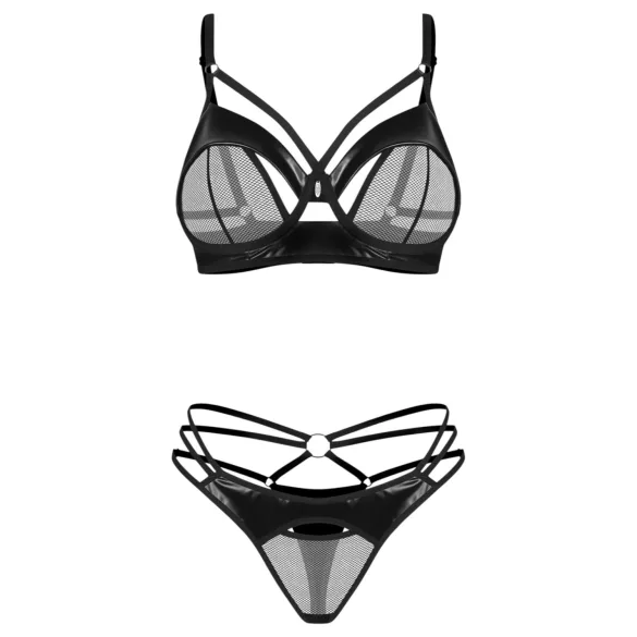 Obsessive Dominna - dirželių liemenėlės rinkinys - juoda - L/XL