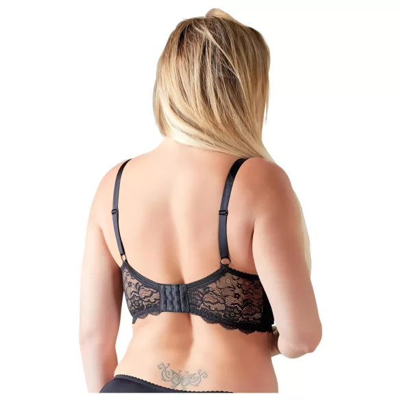 Cottelli Plus Size - atvira liemenėlė su dirželiais ir žiedais - juoda