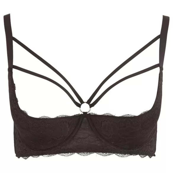 Cottelli Plus Size - atvira liemenėlė su dirželiais ir žiedais - juoda - 95F