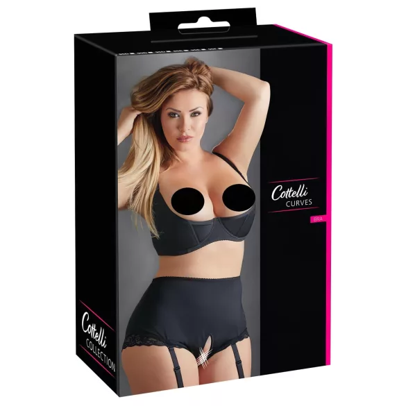 Cottelli Plus Size - pakeliančio tipo liemenėlė su lankeliais - juoda