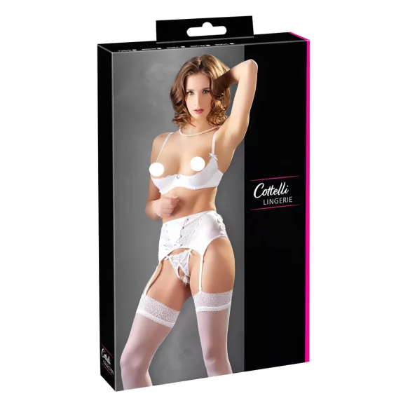 Cottelli - liemenėlės rinkinys su raišteliais, nėriniais - balta - 85C/L