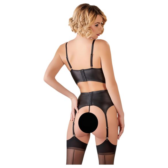 Abierta Fina - nėriniuota apatinio trikotažo rinkinys - juoda - su dirželiais - 80C/M