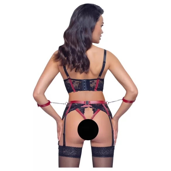 Cottelli Bondage - moteriškas liemenėlės rinkinys su nėriniais - raudonas - L