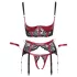 Cottelli Bondage - moteriškas liemenėlės rinkinys su nėriniais - raudonas - XL