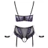 Cottelli Bondage - liemenėlės rinkinys ir rankų antrankiai (juoda-violetinė) - XL