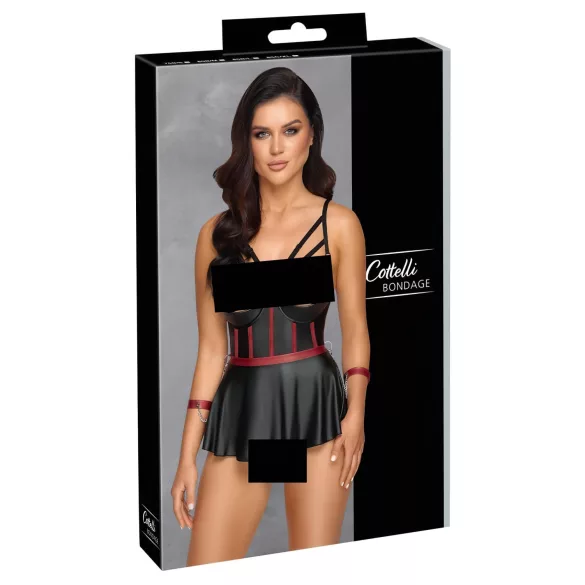 Cottelli Bondage - blizgus rinkinys su rankų antrankiais - juodas