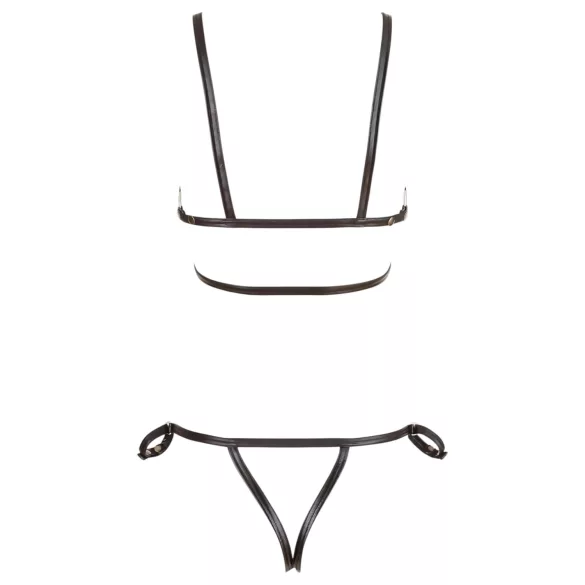 Cottelli Bondage - kūno diržų bikini - blizgus juodas - M