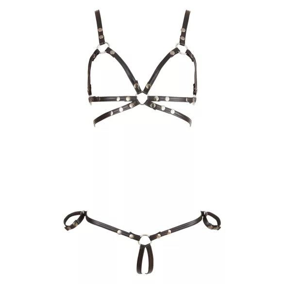 Cottelli Bondage - kūno diržų bikini - blizgus juodas - L