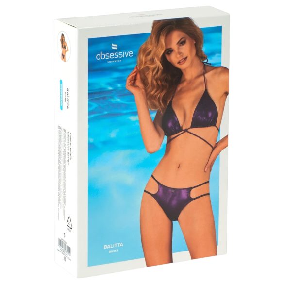 Obsessive Balitta - žvilgantis violetinis bikini su kaklo diržu - L