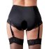 Cottelli Plus Size - atviras kelnaitės su prisegamomis kojinėmis (juoda)