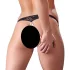 Cottelli - atvira nėriniuota string tanga su perlais - juoda
