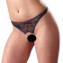 Cottelli - atvira nėriniuota string tanga su perlais - juoda - L
