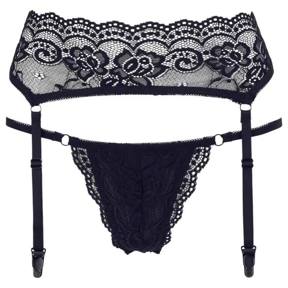 Cottelli - nėriniuota kojinių diržinė su tanga - juoda