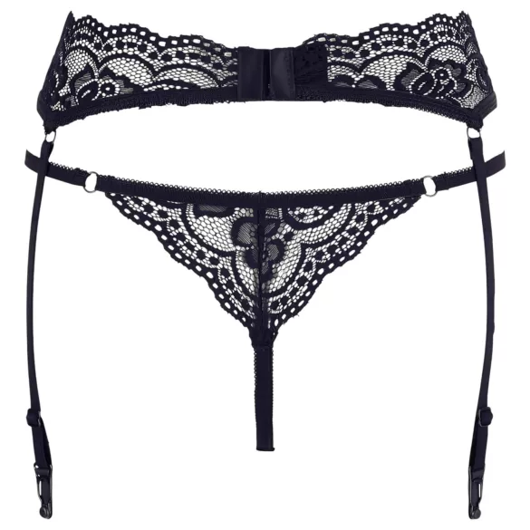 Cottelli - nėriniuota kojinių diržinė su tanga - juoda