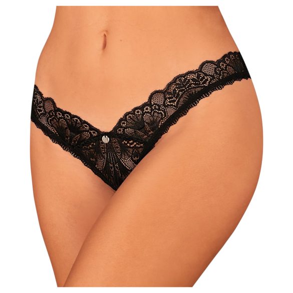 Obsessive Donna Dream - nėrinė atvira stringė (juoda) - M/L