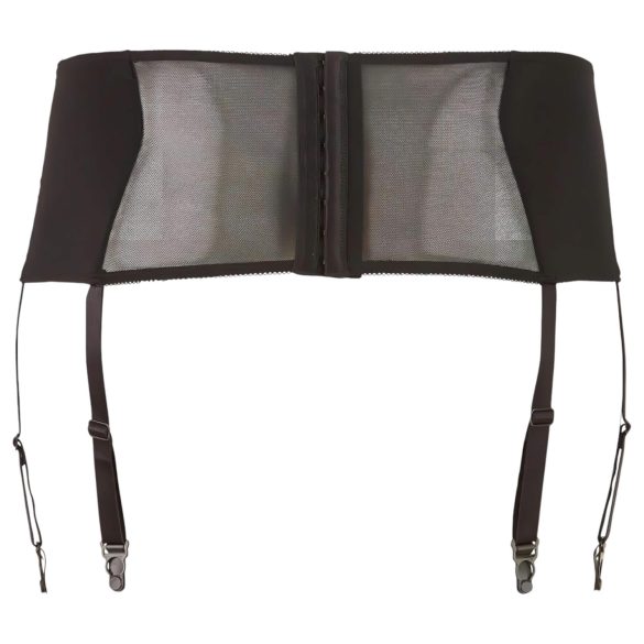 Cottelli Plus Size - prisegamos kojinės su nėriniais ir raišteliais - juodos