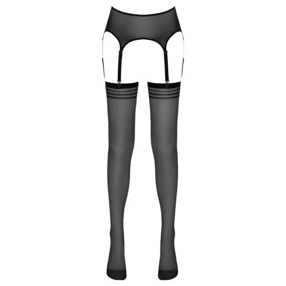 NO:XQSE - juostuotos kojinės su diržu - juodos - L/XL