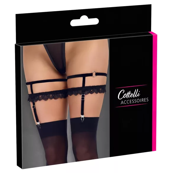 Cottelli - dekoratyvi prisegama kojinės juostelė - juoda - L/XL