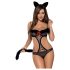 Obssesive Gepardina - Seksuali juoda katytės kostiumų komplektas - L/XL
