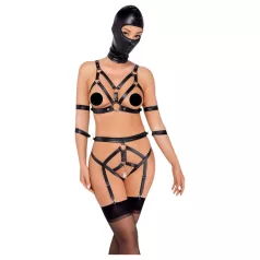 Bad Kitty - kūno diržų rinkinys ir kaukė - juoda