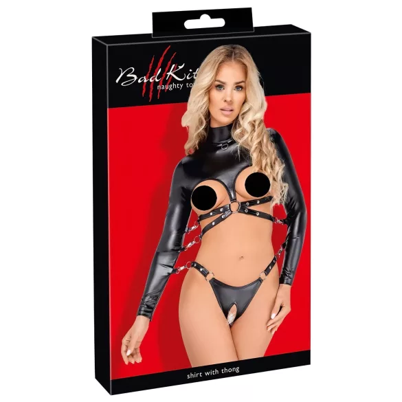 Bad Kitty - atvira krūtine bondage rinkinys (juoda) - L