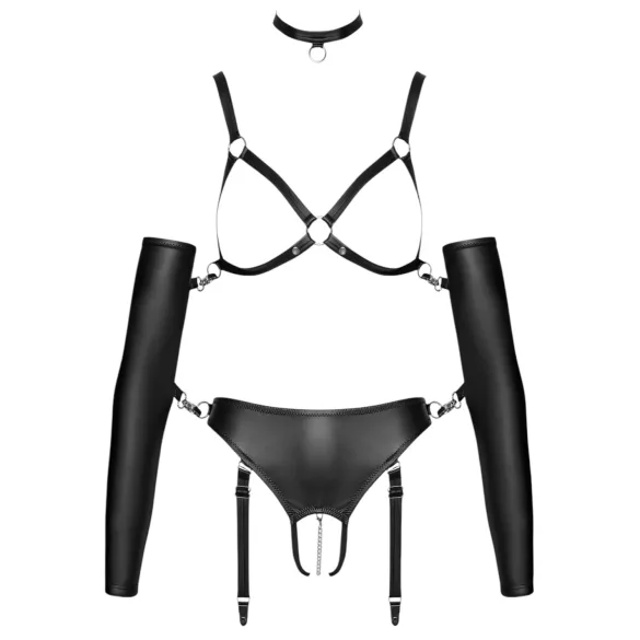 Bad Kitty - bondage diržų rinkinys - juodas - M