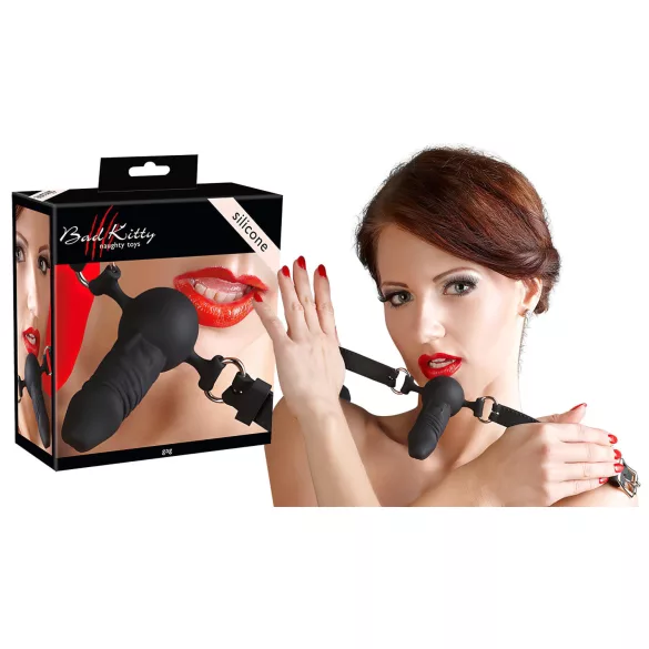 Bad Kitty - burnos kaištis su mažu dildo - silikonas juodas