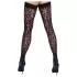 Cottelli Legwear - raštuotos kojinės su nėriniais - juodos, leopardinis raštas - 4